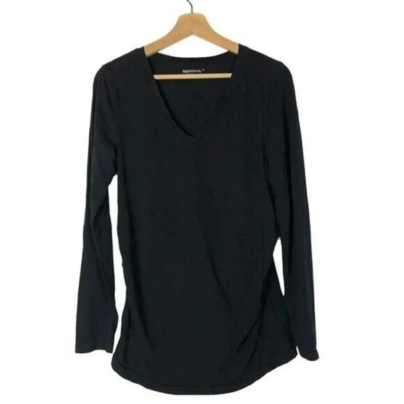 Gap Maternity Navy Blue Pure V-Neck Long Sleeve T-Shirt M - Picture 2 of 5